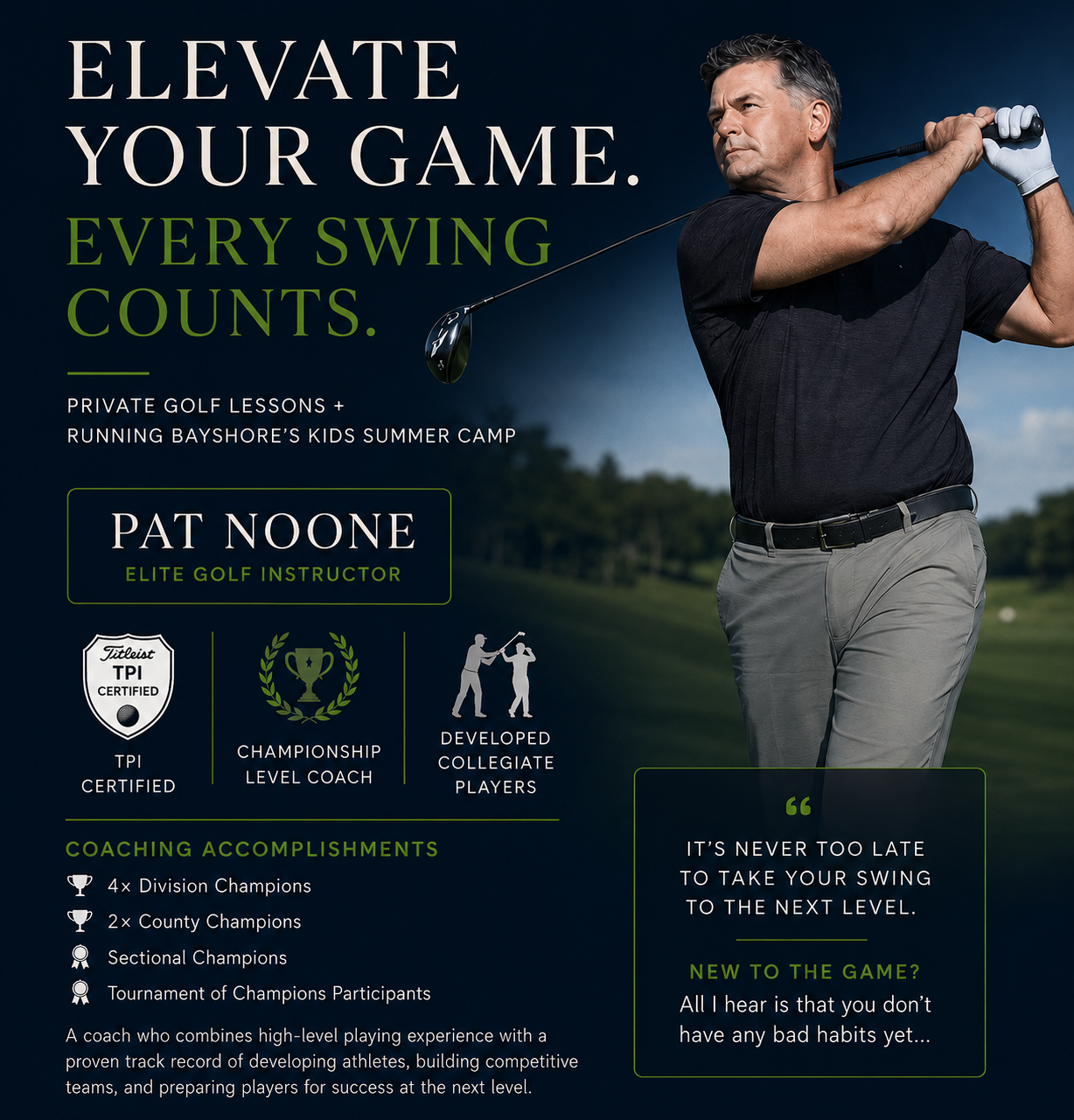 Pat Noone — Elite Golf Instructor at Bayshore Golf Club